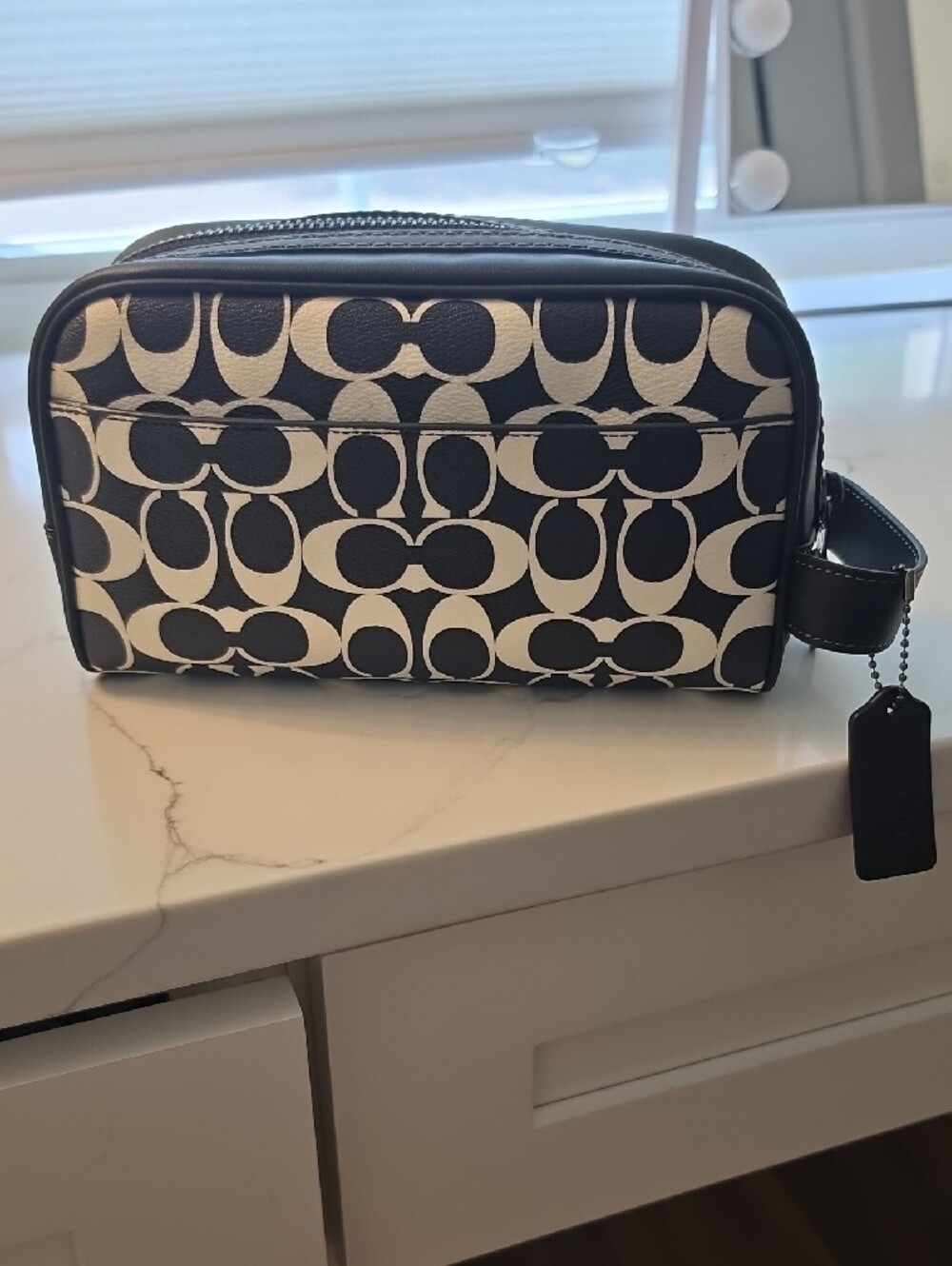 Coach Black & Cream Signature Canvas Toiletry Kit - Picture 2 of 5